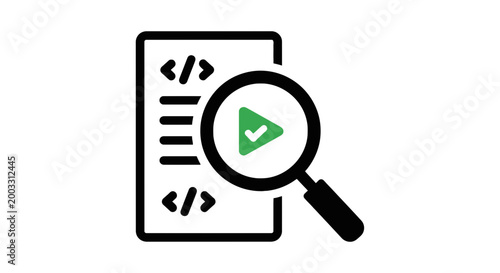 Vászonkép Magnifying glass on document icon.