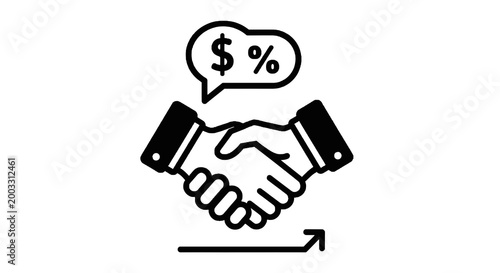 Business handshake with money talk.