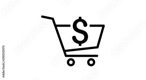 Shopping cart with dollar sign.