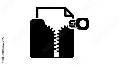 Black and white zipper folder icon.