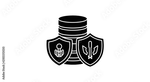 Black and white shield logo icons.