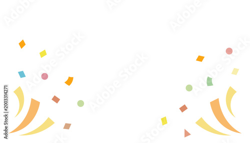 シンプルお祝い装飾アイコンシリーズ – 中央に集まる紙吹雪バランス装飾（カラフル・フラット） / Confetti Celebration Side Balance Decoration