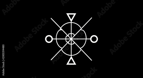 Geometric shapes in white on black.