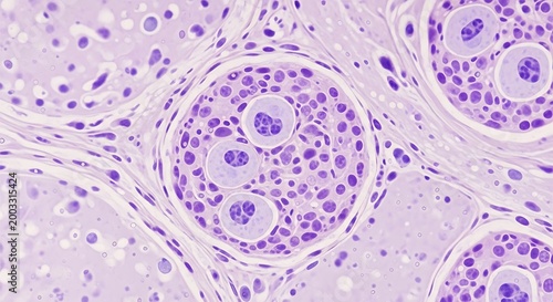 Granuloma tissue sample under microscope