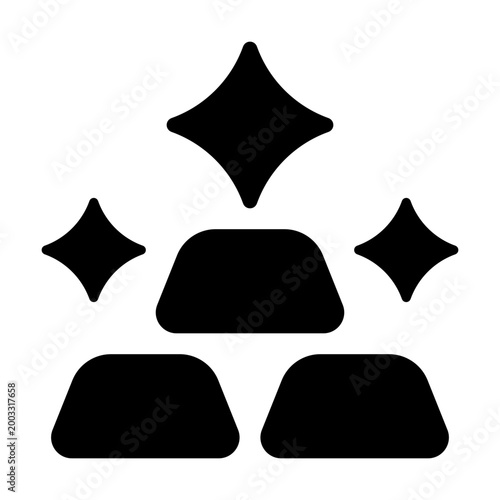 Gold Bar Solid Icon, Bullion Ingot, Wealth Treasure, Finance Investment