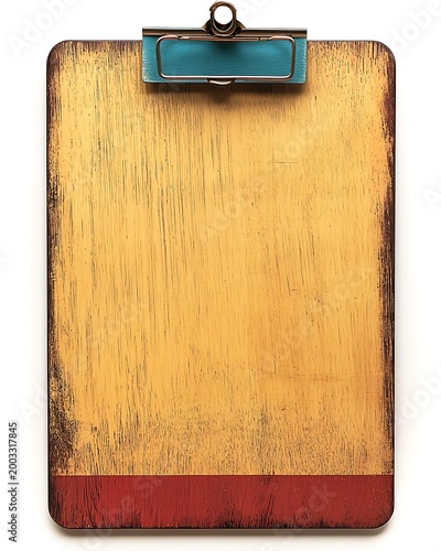 Vintage Clipboard: A weathered wooden clipboard with a classic metal clip, offering a rustic charm and blank space for your important documents or notes.