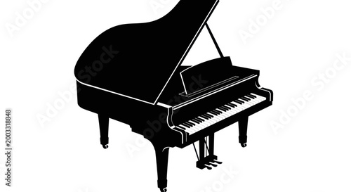 Tableau sur toile Grand piano silhouette on white background