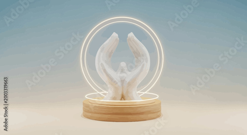 Two white doves in glass globe.
