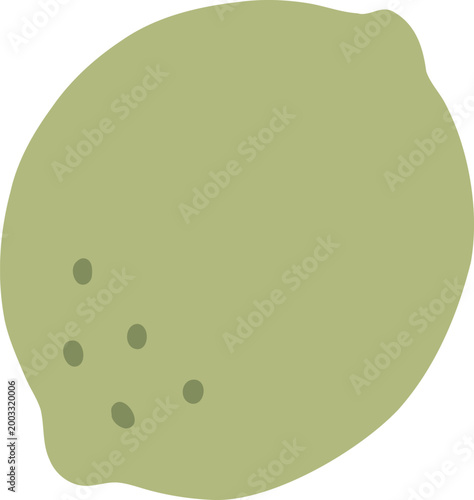 Whole lime fruit with smooth green skin isolated on white background, perfect for cocktail design, fresh food branding