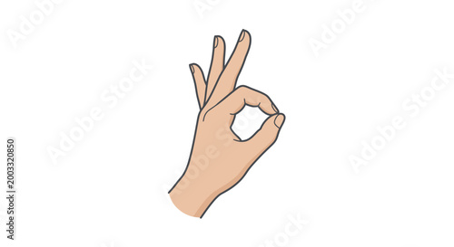 Hand making ok gesture illustration on white background