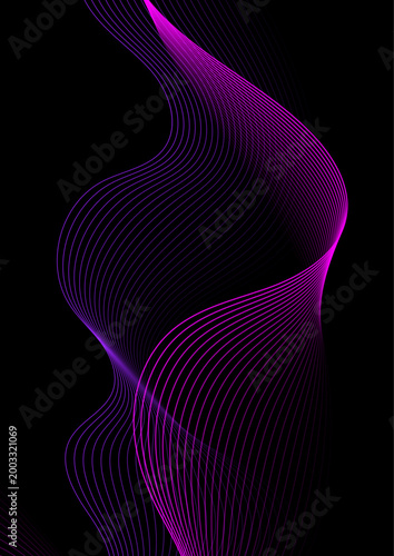 Modern Neon Wave Lines Abstract Technology Background	
