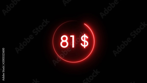 Tableau sur toile Neon dollar illustration number