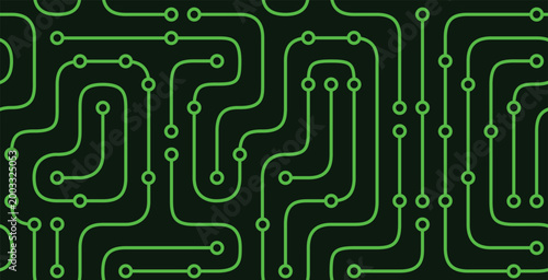 Seamless computer motherboard layout on a black background.