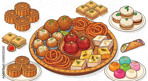 Delicious Desserts, Sweet Treats, Pastry Collection, Bakery Vector Icons