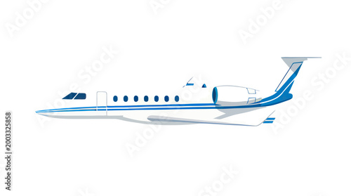 Private jet airplane isolated on white background