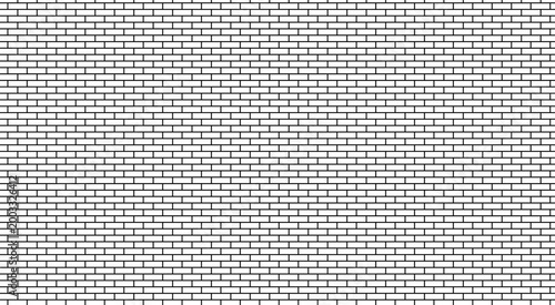 clean white fill color with black outline shapes Vector illustration. Seamless brick wall pattern. Bricks cladding wall. Walling wallpaper.