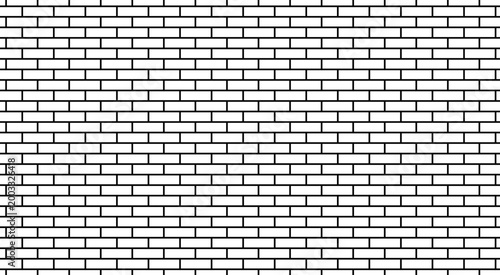 clean white fill color with black outline shapes Vector illustration. Seamless brick wall pattern. Bricks cladding wall. Walling wallpaper.