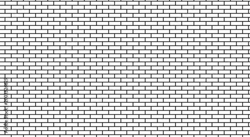 Brick wall seamless of brick laying pattern flat art style. Simple brick wall in black and white blocks of two rectangular sizes Plain.
