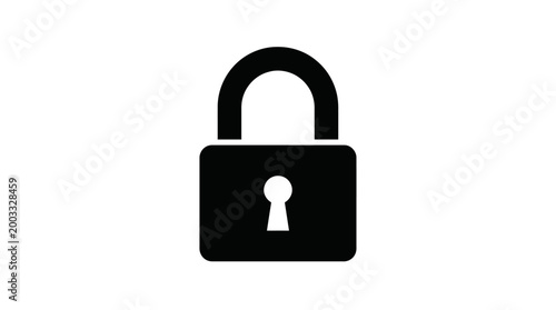 A simple black padlock icon signifying security, privacy, and data protection, perfect for digital safety concepts