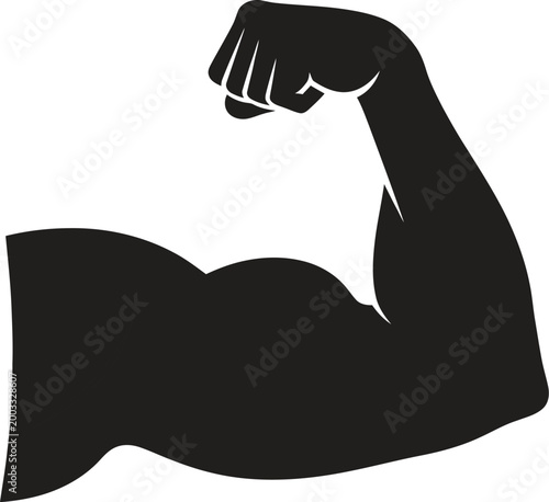 Strong Muscle Arm Biceps Silhouette Vector Illustration for Fitness and Bodybuilding