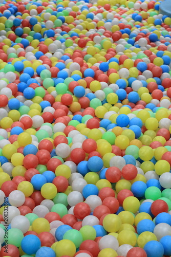 Colorful balls in a children's play area