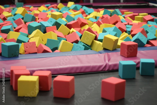 Multicolored cubes in a children's play area
