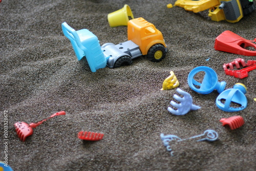 Toys in a children's sandbox