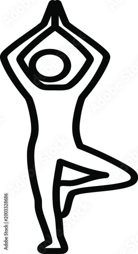Yoga Tree Pose Line Icon Vector Illustration for Wellness and Me