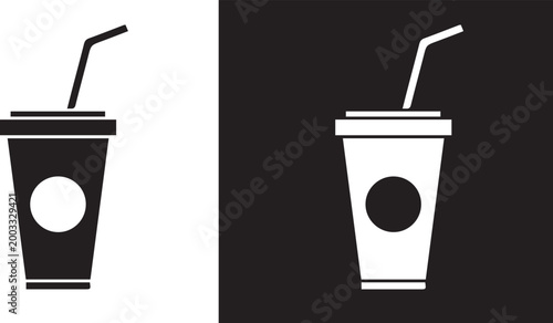 glass with straws icons drink illustrations