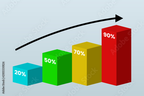 Foto 3D Percentage Infographic Design with Step Process Layout