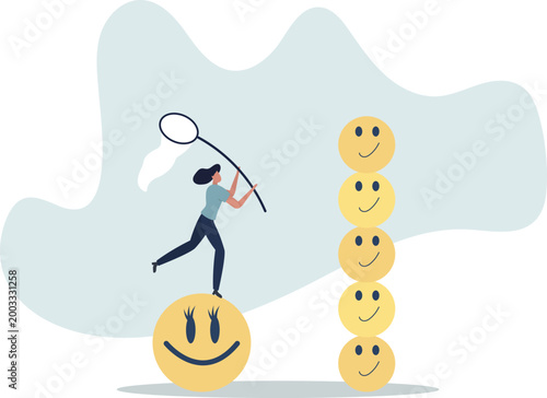 Pursuit of happiness, finding true life success, positive thinking or optimistic, feeling bless, humor or joyful concept.person's life situation and his activities.