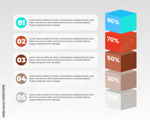 Foto 3D Percentage Infographic Design with Step Process Layout