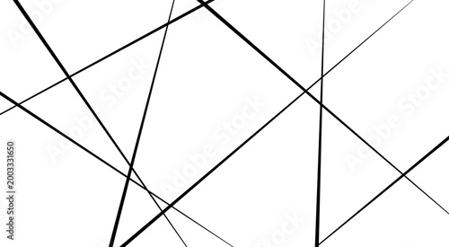 Minimalist abstract background with intersecting black lines on a white surface. Geometric design ideal for modern art, textures, or wallpapers.