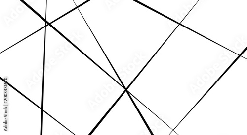 Minimalist abstract background with intersecting black lines on a white surface. Geometric design ideal for modern art, textures, or wallpapers.