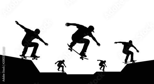 Skateboarders Silhouettes in Action