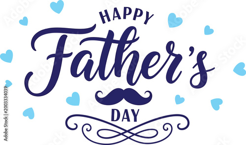 Happy father's day calligraphy with mustache and flourish design