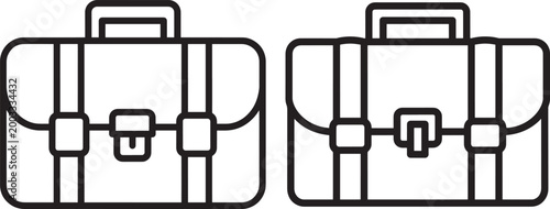 Briefcase silhouette icons pair business travel documents vector