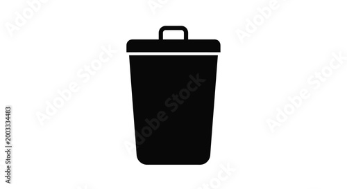 Trash can icon black silhouette on white background