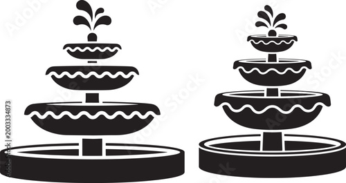 Fountain water feature silhouette icon for garden