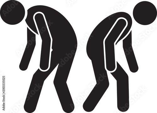 Tired person silhouette icon illustration for fatigue