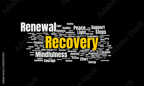Foto Conceptual Word Cloud Graphic Illustrating the Recovery related to Personal Grow
