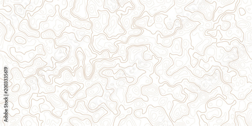 Brown topographic map lines on white background for design and texture