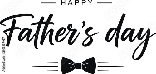 Happy father's day calligraphy design with bow tie illustration
