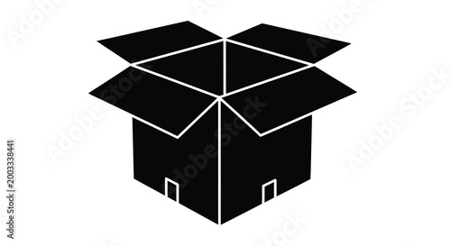 Open cardboard box silhouette on a white background