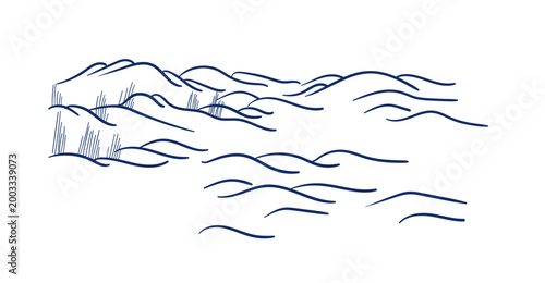 hills steppe hand drawn vector ink traditional oriental asian Indian design isolated