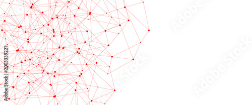 Abstract white red digital technology futuristic communication high tech concept background. Technology dots lines connect network background.