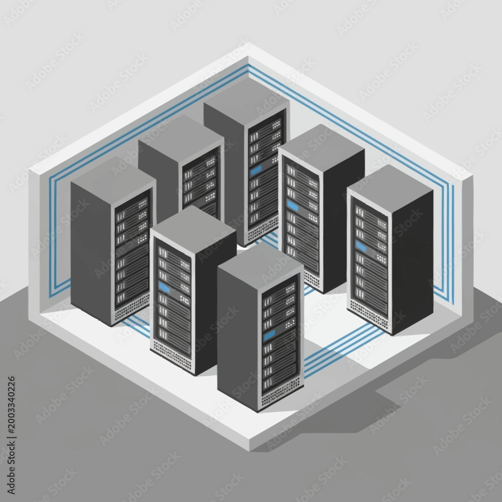 Fototapeta premium Server Room Racks Technology Data Center Computing.