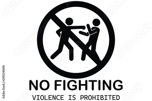 Canvastavla No fighting sign a prohibition of physical altercations and violent behavior