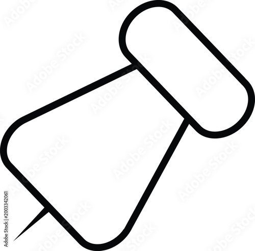 Black outline of a pushpin, angled tack office stationery