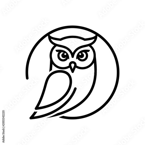 A minimalist line drawing of an owl.